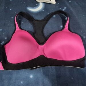 Pink and Black Women's Sports Bra